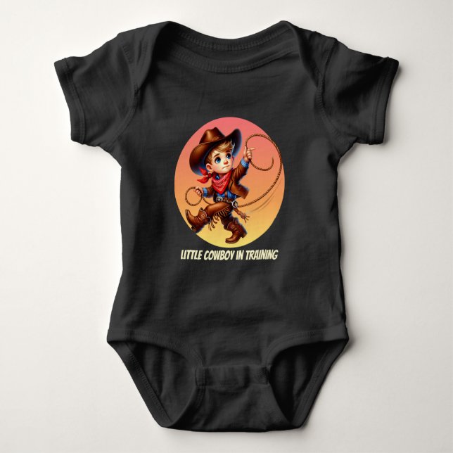 Cool baby boy cowboy training customisable  bodysuit (Front)