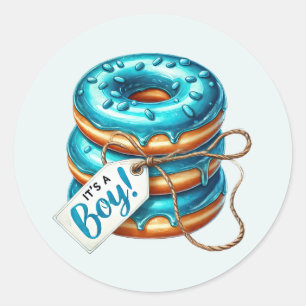 Cool baby boy shower sweet classic round sticker