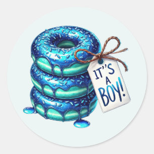 Cool baby boy shower sweet  classic round sticker