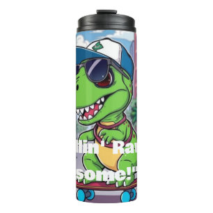 Cool Baby T-Rex on Skateboard – Fun Kids Water Bot Thermal Tumbler