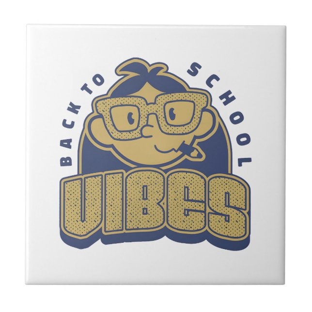 Cool Back to School Vibes Cartoon Art Tile (Front)