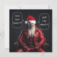 Cool Badass Santa In Red Leather Likes It Naughty