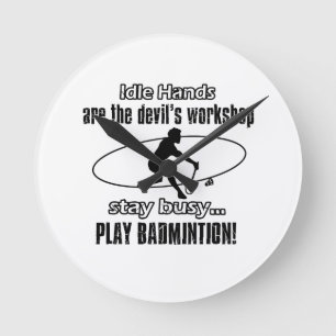 Cool badminton designs round clock