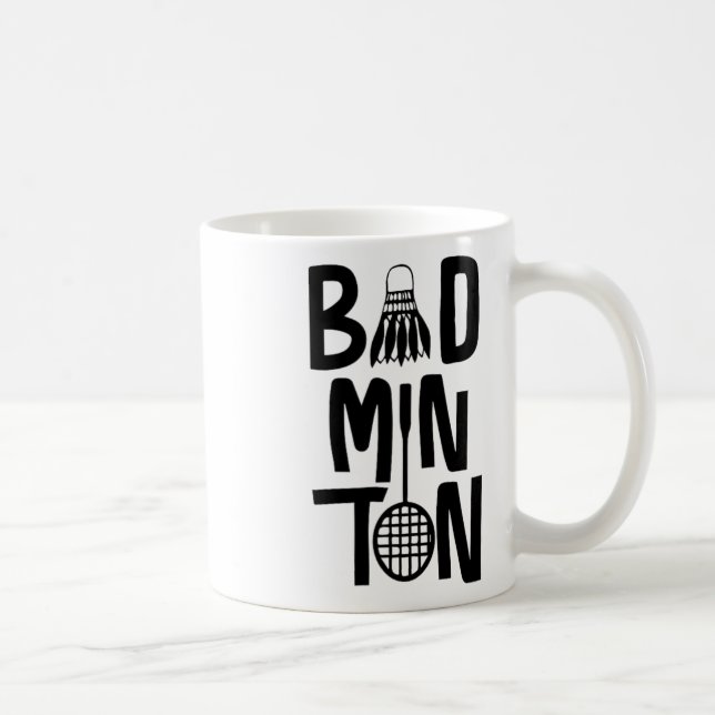 Cool Badminton Minimal Art  Coffee Mug (Right)