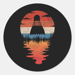 Cool Badminton Retro Vintage Sunset Style Classic Round Sticker