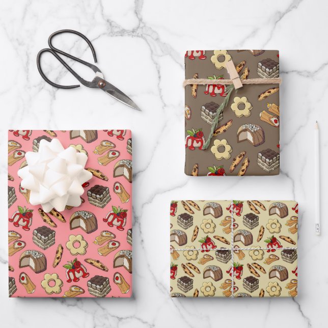 cool bakery sweets tiled pattern wrapping paper sheet (Front)