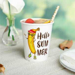 Cool Banana Hello Summer Funny Tropical Fruit  Paper Cups