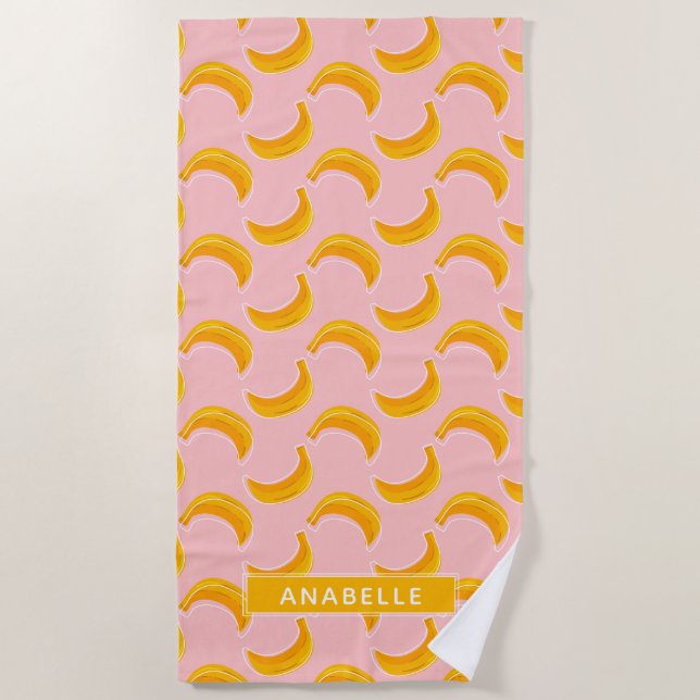 Cool Bananas Summer Pattern Beach Towel (Front)