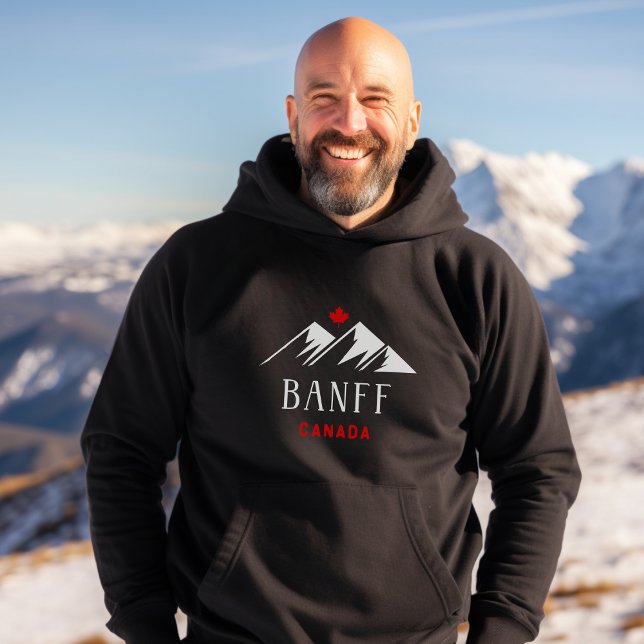 Cool Banff Canada Mountains Maple Leaf Dark Color Hoodie (Creator Uploaded)
