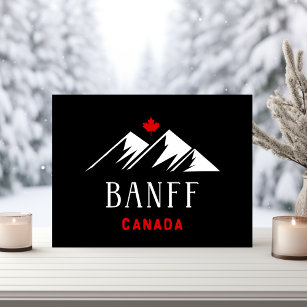 Cool Banff Canada Mountains Maple Leaf Dark Color Postcard