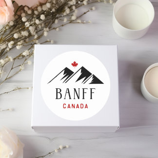 Cool Banff Canada Mountains Maple Leaf Light-Color Classic Round Sticker