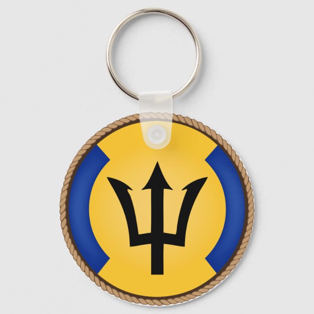 Cool Barbados Flag Seal Key Ring (Front)
