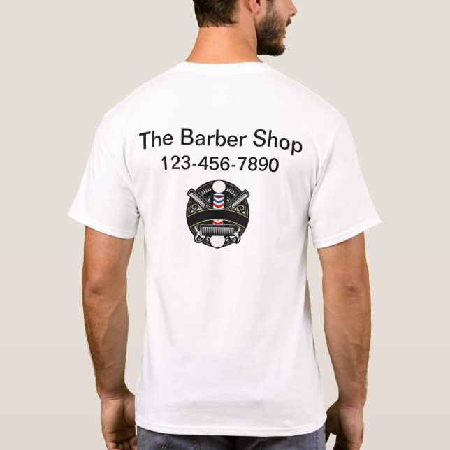 Cool Barber Shop Business Logo Work Shirts (Back)