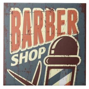 Cool Barber shop retro Tile