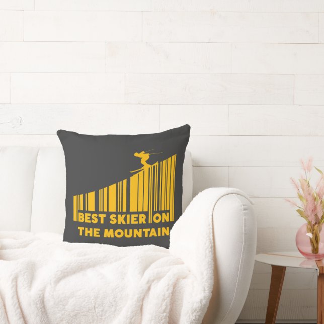 Cool Barcode Design Best Skier On The Mountain  Cushion (Couch)