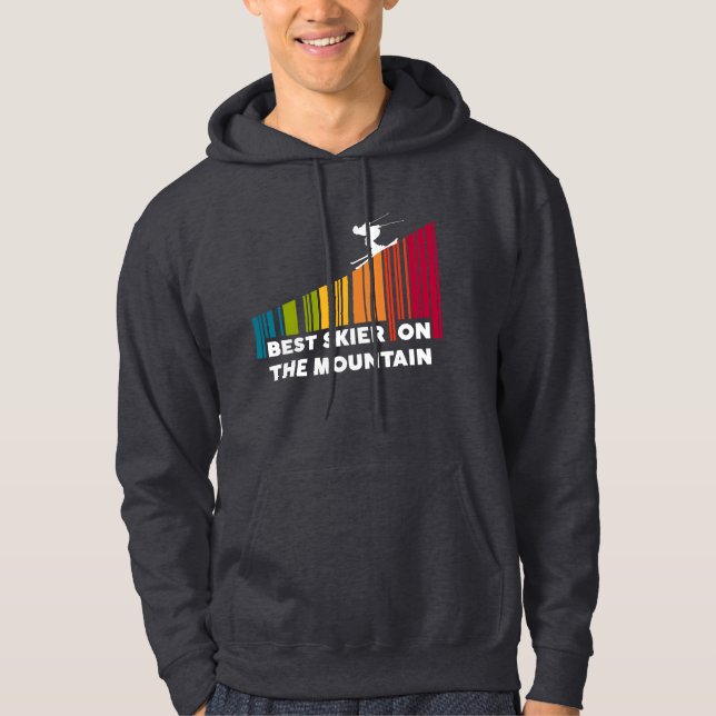 Cool Barcode Design Best Skier On The Mountain  Hoodie (Front)