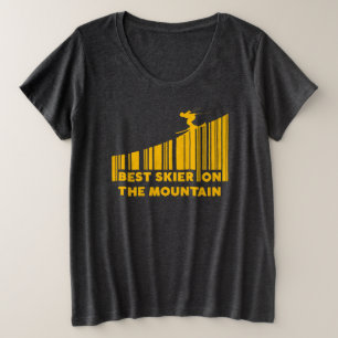 Cool Barcode Design Best Skier On The Mountain Pl Plus Size T-Shirt