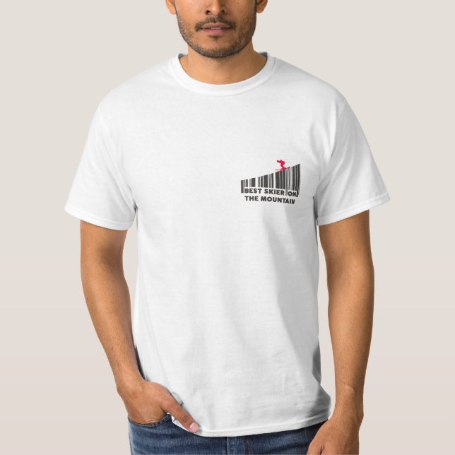 Cool Barcode Design Best Skier On The Mountain  T-Shirt (Front)