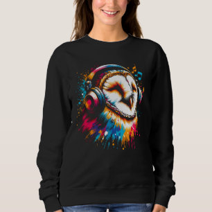 Cool Barn Owl Art for Music Lovers Christmas Birth Sweatshirt