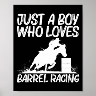 Cool Barrel Racing Art For Boys Kids Horseback Rid Poster