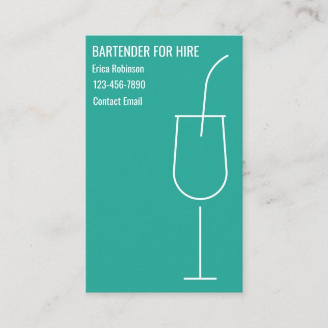 Cool Bartender For Hire Business Cards (Front)