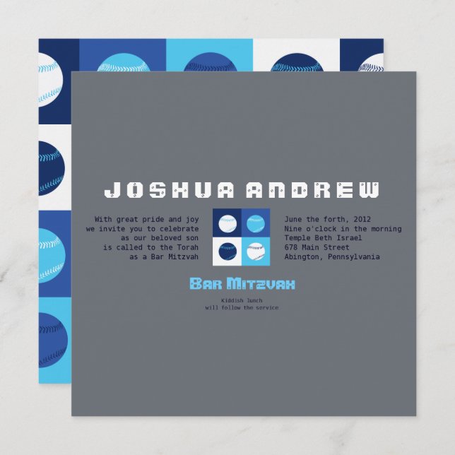 COOL BASEBALL Bar Bat Mitzvah Invitation (Front/Back)