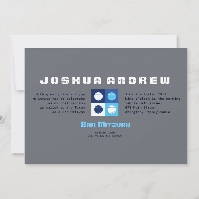 COOL BASEBALL Bar Bat Mitzvah Invitation (Front)