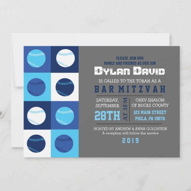 COOL BASEBALL Bar Mitzvah Invitation (Front)