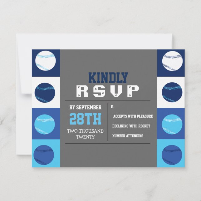 COOL BASEBALL Bar Mitzvah Reply RSVP Card (Front)