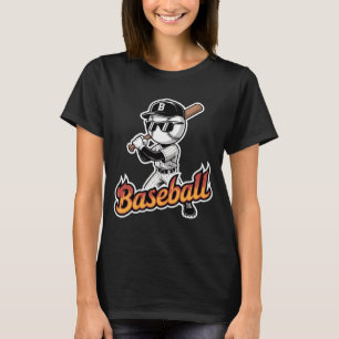 Cool Baseball Mascot Sunglasses Flaming Text Boys  T-Shirt