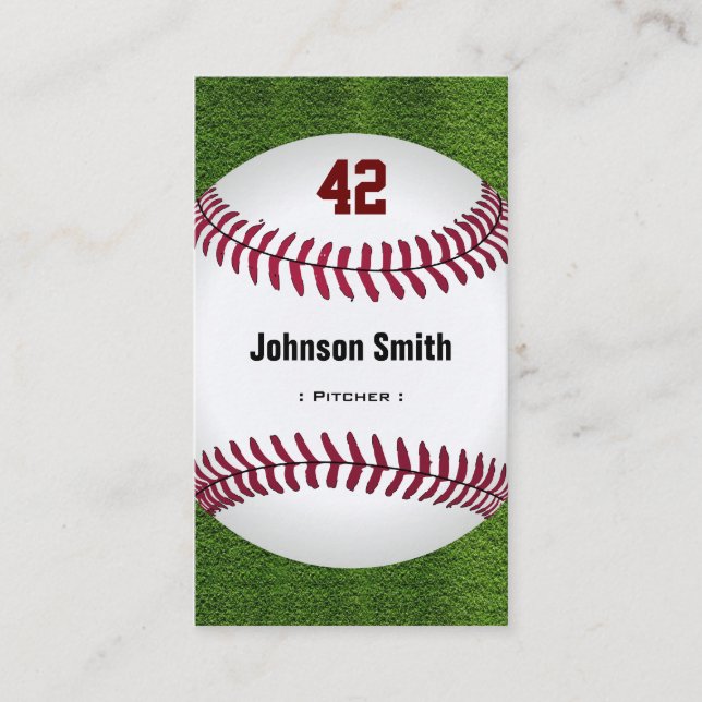 Cool Baseball Number - Coach Player Trainer Staff Business Card (Front)