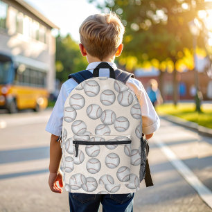 Cool Baseball Pattern Kids School Printed Backpack