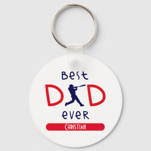 Cool Baseball Silhouette Best Dad Ever Fathers Day Key Ring