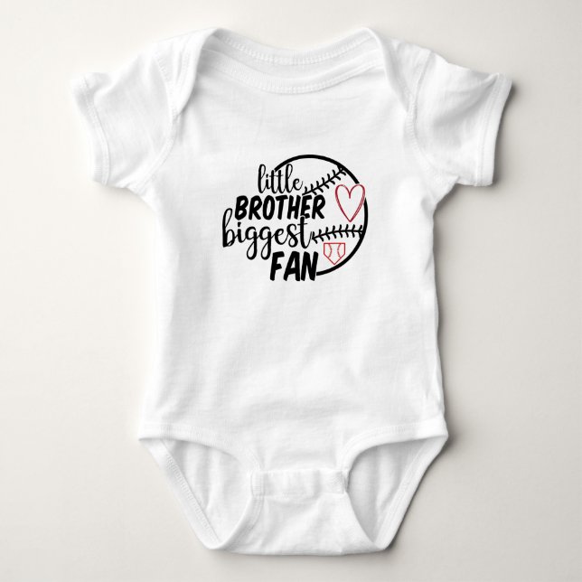 Cool Baseball sports little Brother biggest fan Baby Bodysuit (Front)