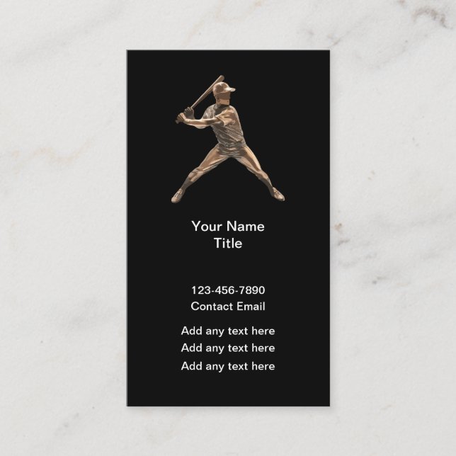Cool Baseball Sports Theme Business Cards (Front)