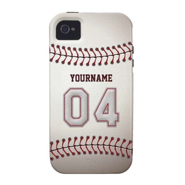 Cool Baseball Stitches - Custom Number 04 and Name Case-Mate iPhone Case (Back)