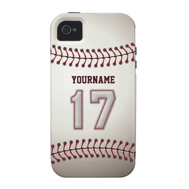 Cool Baseball Stitches - Custom Number 17 and Name Case-Mate iPhone Case (Back)