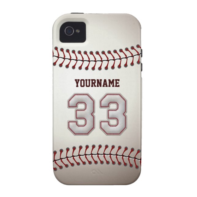Cool Baseball Stitches - Custom Number 33 and Name Case-Mate iPhone Case (Back)
