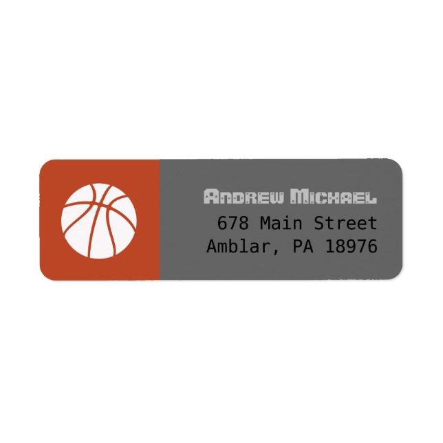 COOL BASKETBALL Bar Mitzvah return address label (Front)
