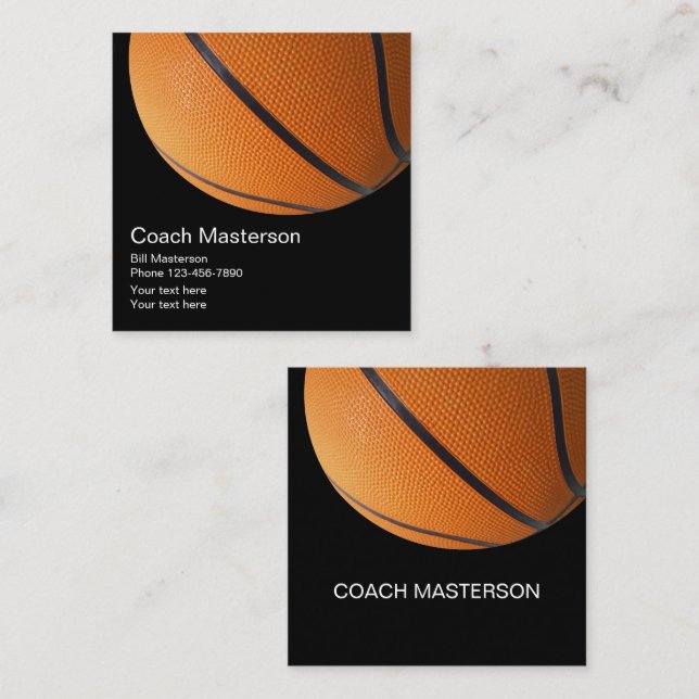 Cool Basketball Coach Design Square Business Card (Front/Back)