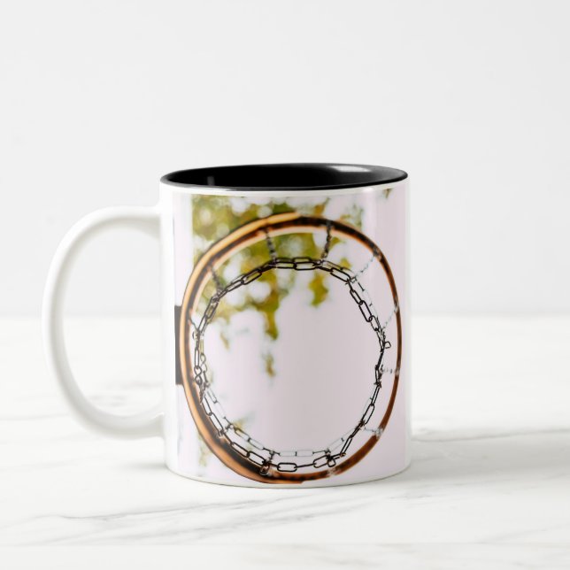 Cool Basketball Design Two-Tone Coffee Mug (Left)