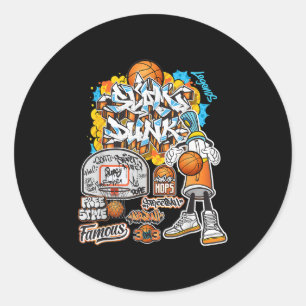 Cool Basketball Graffiti Style Illustration Graphi Classic Round Sticker