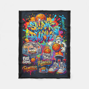 Cool Basketball Graffiti Style Illustration Graphi Fleece Blanket