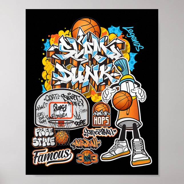 Cool Basketball Graffiti Style Illustration Graphi Poster (Front)