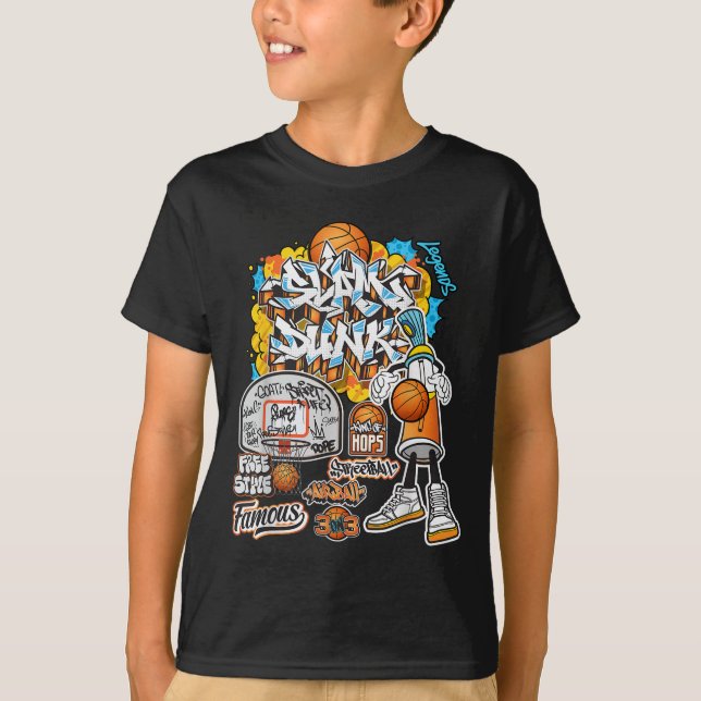 Cool Basketball Graffiti Style Illustration Graphi T-Shirt (Front)