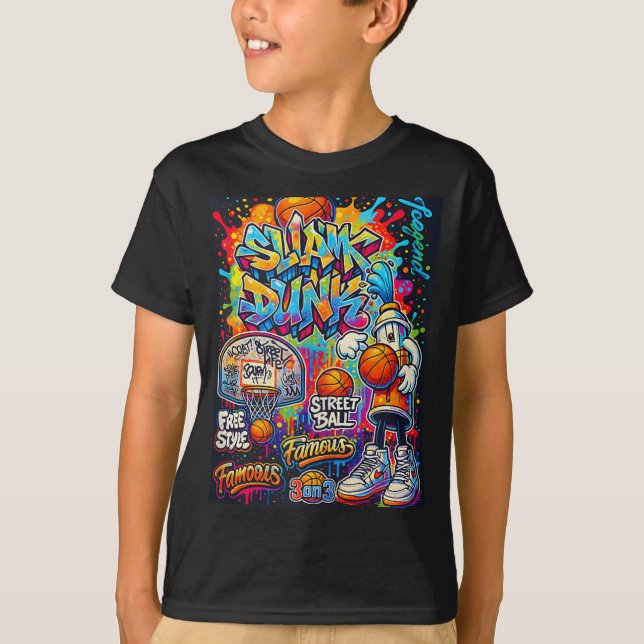 Cool Basketball Graffiti Style Illustration Graphi T-Shirt (Front)
