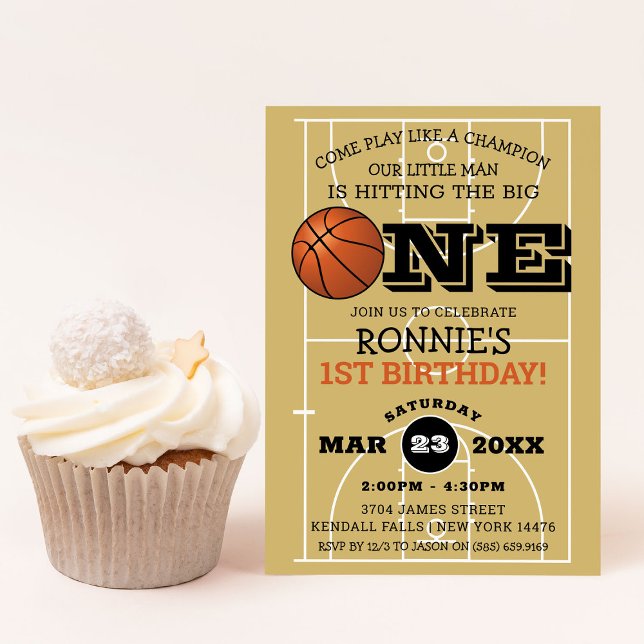 Cool Basketball Kids 1st Birthday Party Invitation (Creator Uploaded)