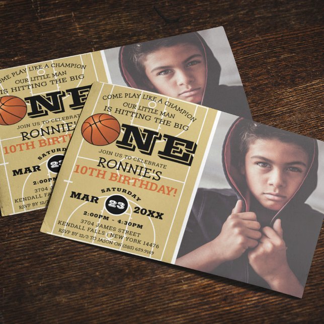 Cool Basketball Kids Photo Birthday Invitation (Creator Uploaded)
