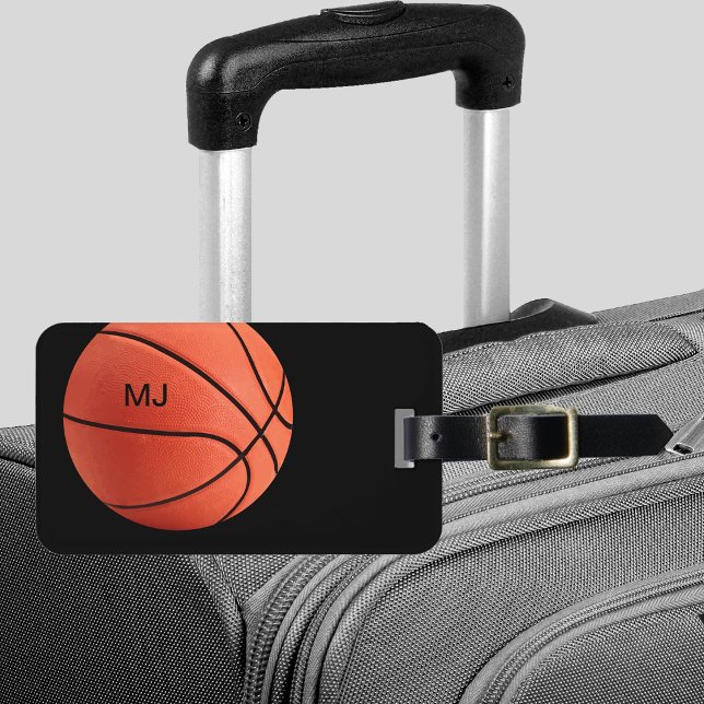 Cool Basketball Monogram Mens Luggage Tag (Creator Uploaded)