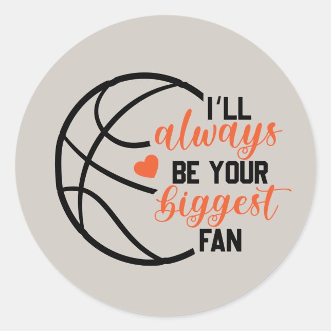cool basketball sports biggest fan word art classic round sticker (Front)